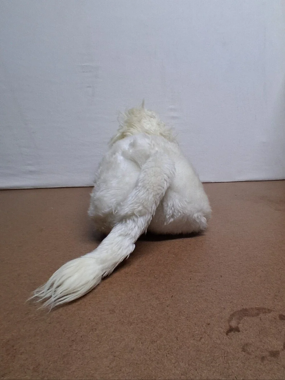 Plush Small Pet Toy - Cream Soft Fur with Pink Nose